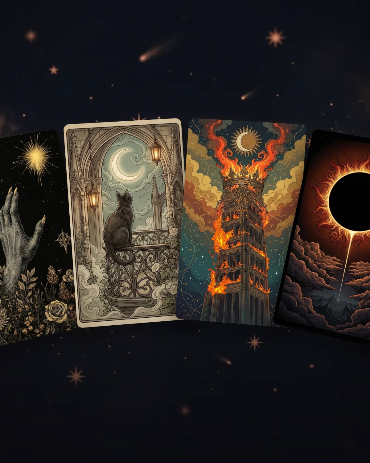 Four illustrated card-back styles