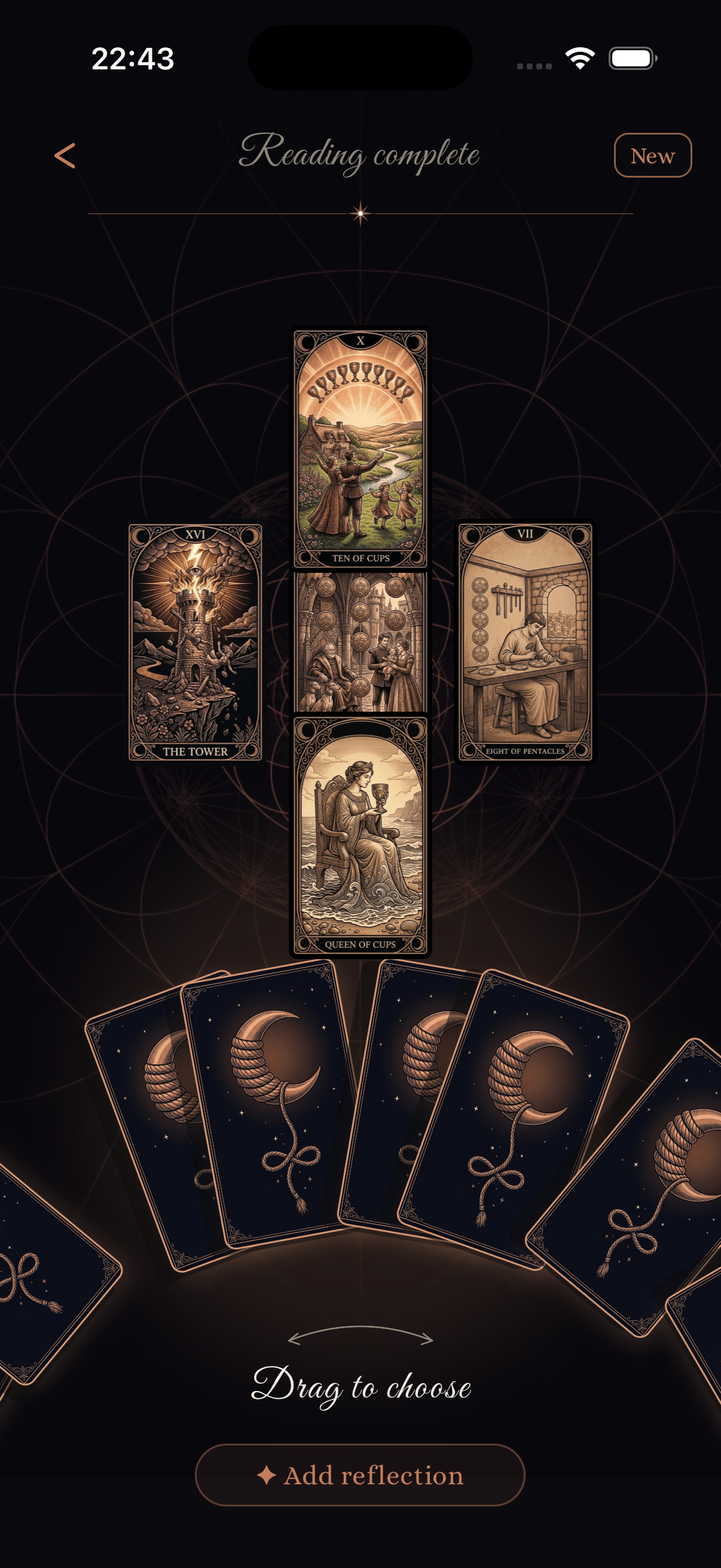 Card fan spread on the table