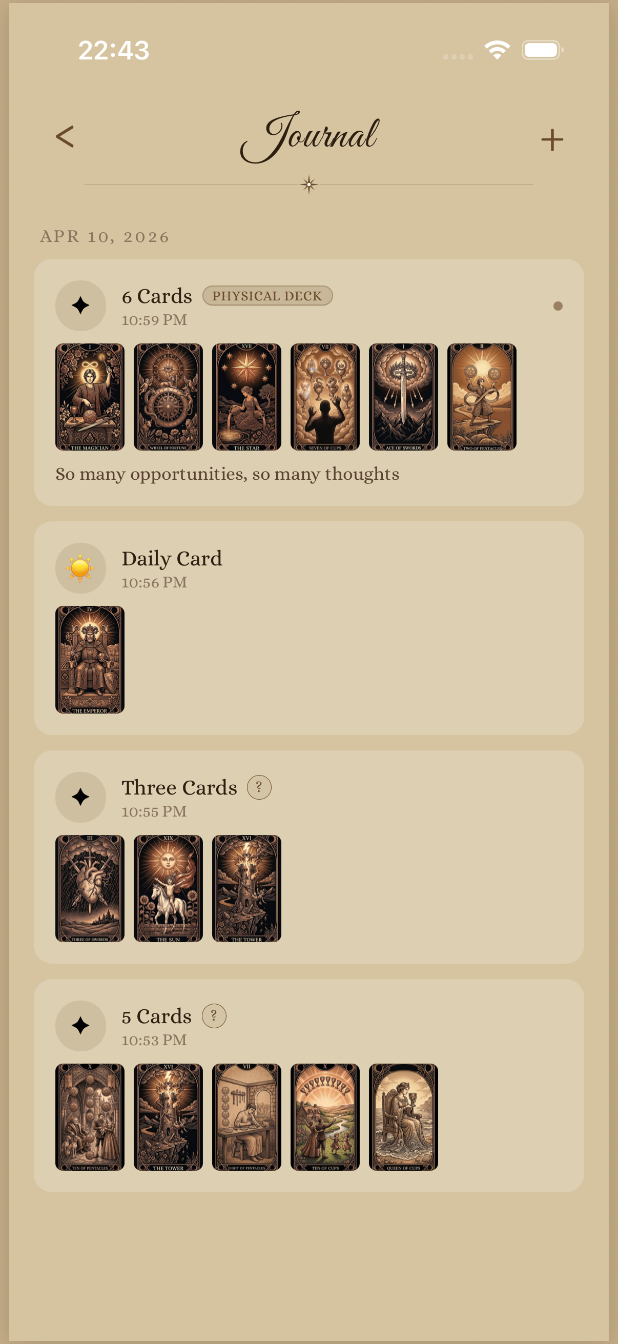 Parchment journal with readings history