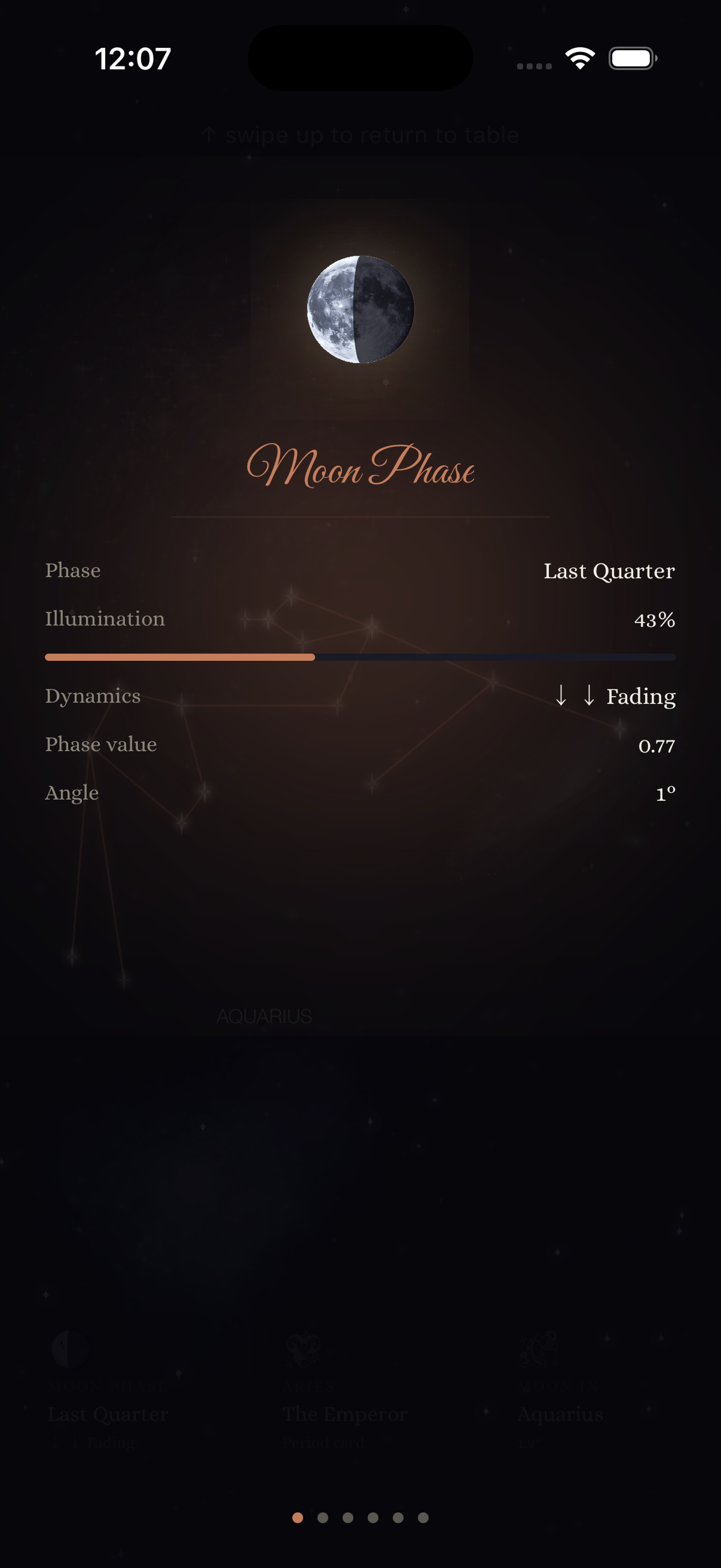 Moon phase and astrological context in SKEIN