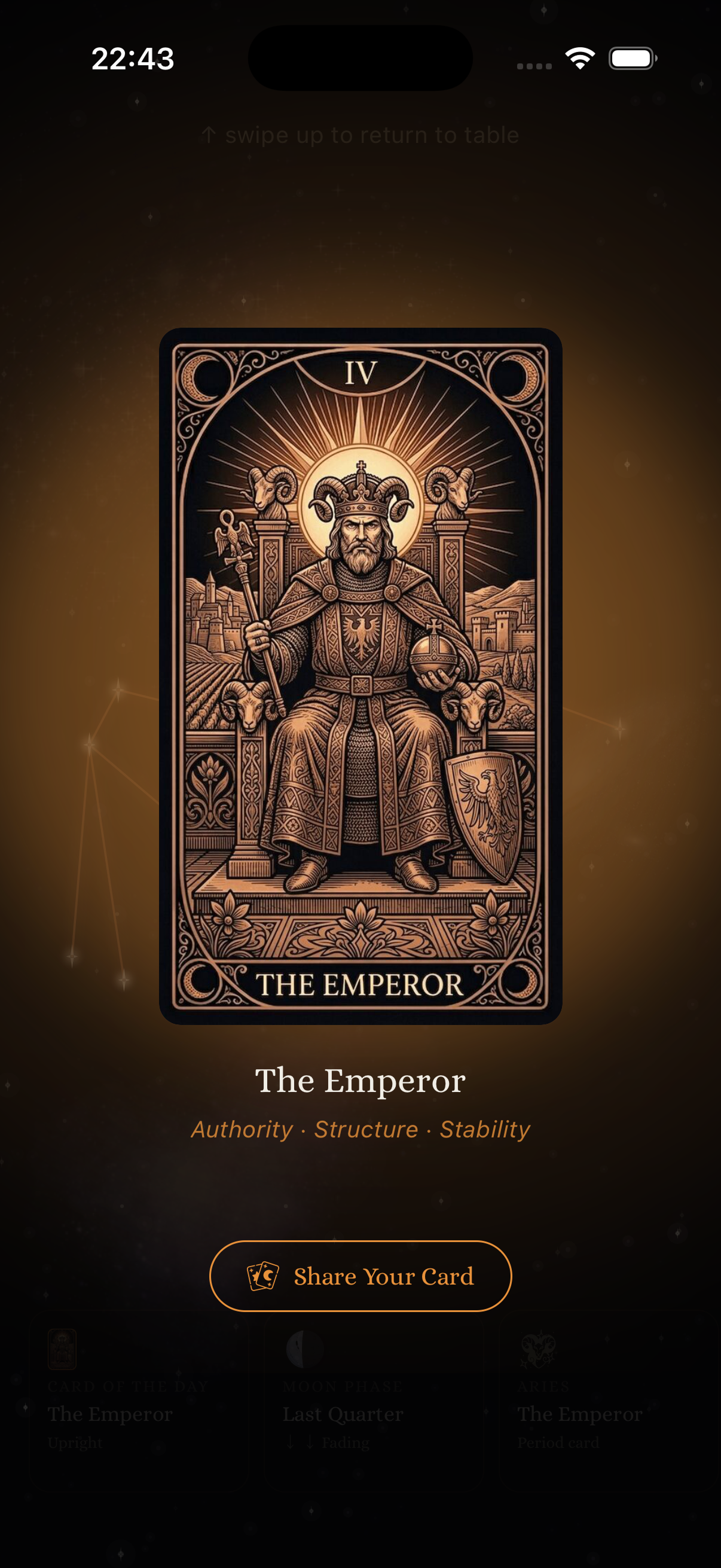 Card reveal with interpretation